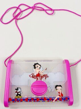 VTG '98 Betty Boop 4x6" Purse Plastic Case On String King Features Syndicate EUC